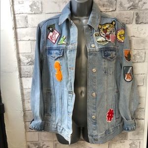 Jacket with patches | moto jean jacket | TopShop Jacket | Denim Jacket